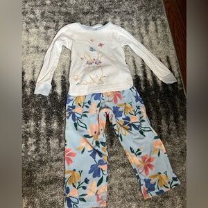 Carter's White and Blue Pajama Set with Floral Design